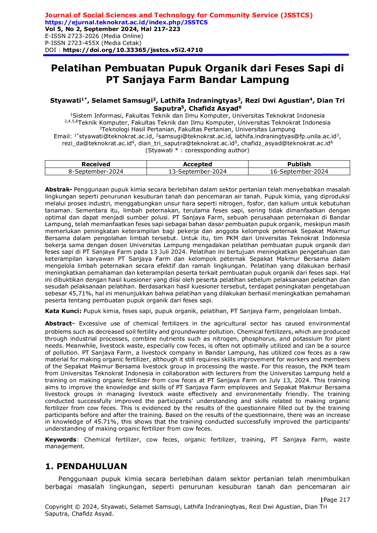 JURIS Pelatihan Pembuatan Pupuk Organik dari Feses Sapi di PT Sanjaya Farm Bandar Lampung