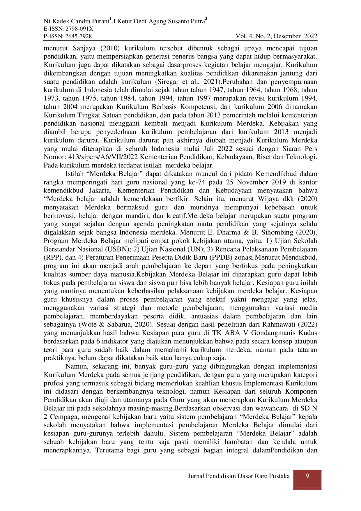 JURIS Analisis Kesiapan Guru Dalam Penerapan Kurikulum Merdeka Belajar Di Sdn 2 Cempaga