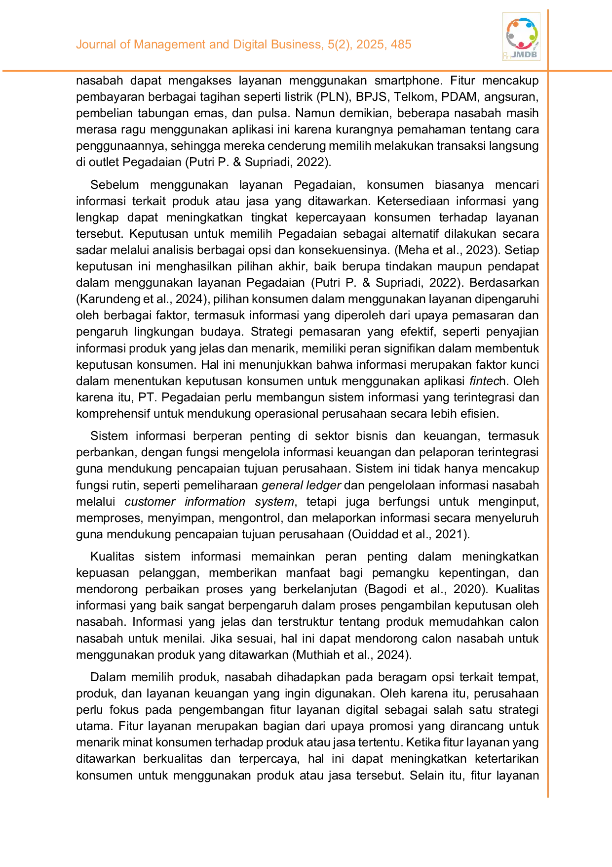 JURIS Peran kualitas sistem informasi fitur produk dan kepuasan pengguna terhadap keputusan penggunaan Layanan Pegadaian Digital PDS di Pegadaian Semarang