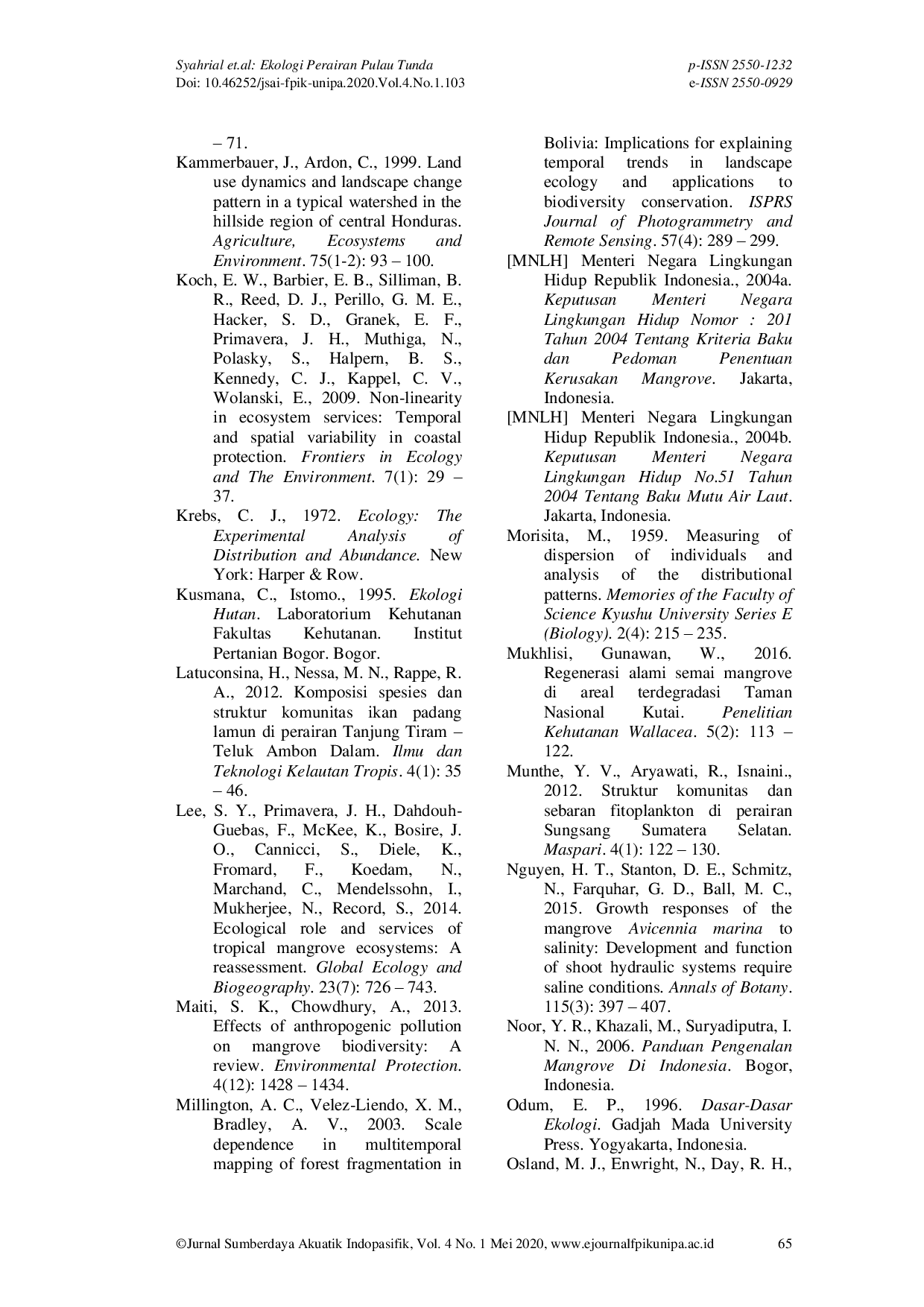 JURIS Ekologi Perairan Pulau Tunda Serang Banten Keadaan Umum Hutan Mangrove