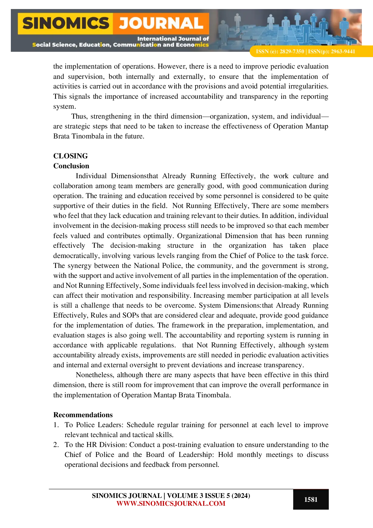JURIS Capacity Building of The National Police in The Implementation of the 2023 2024 Mantap Brata Tinombala Operation in The Central Sulawesi Regional Police
