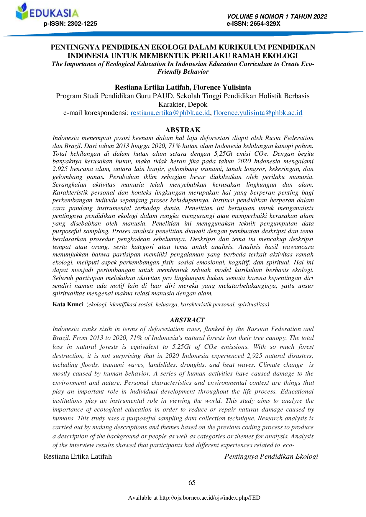 JURIS Pentingnya Pendidikan Ekologi Dalam Kurikulum Pendidikan Indonesia Untuk Membentuk Perilaku Ramah Ekologi