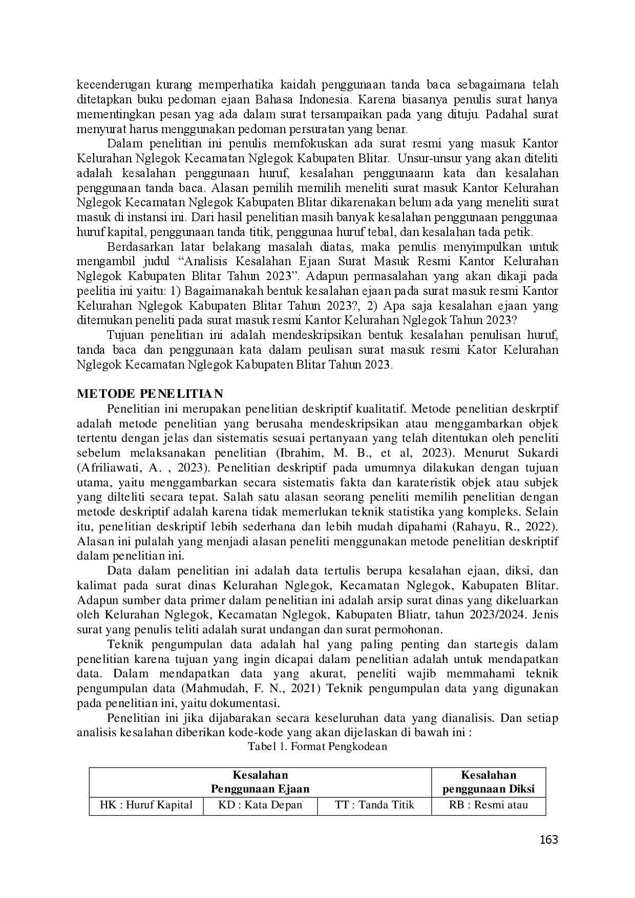 juris Kesalahan Ejaan Surat Masuk Resmi Kantor Kelurahan Nglegok Periode Tahun 2023