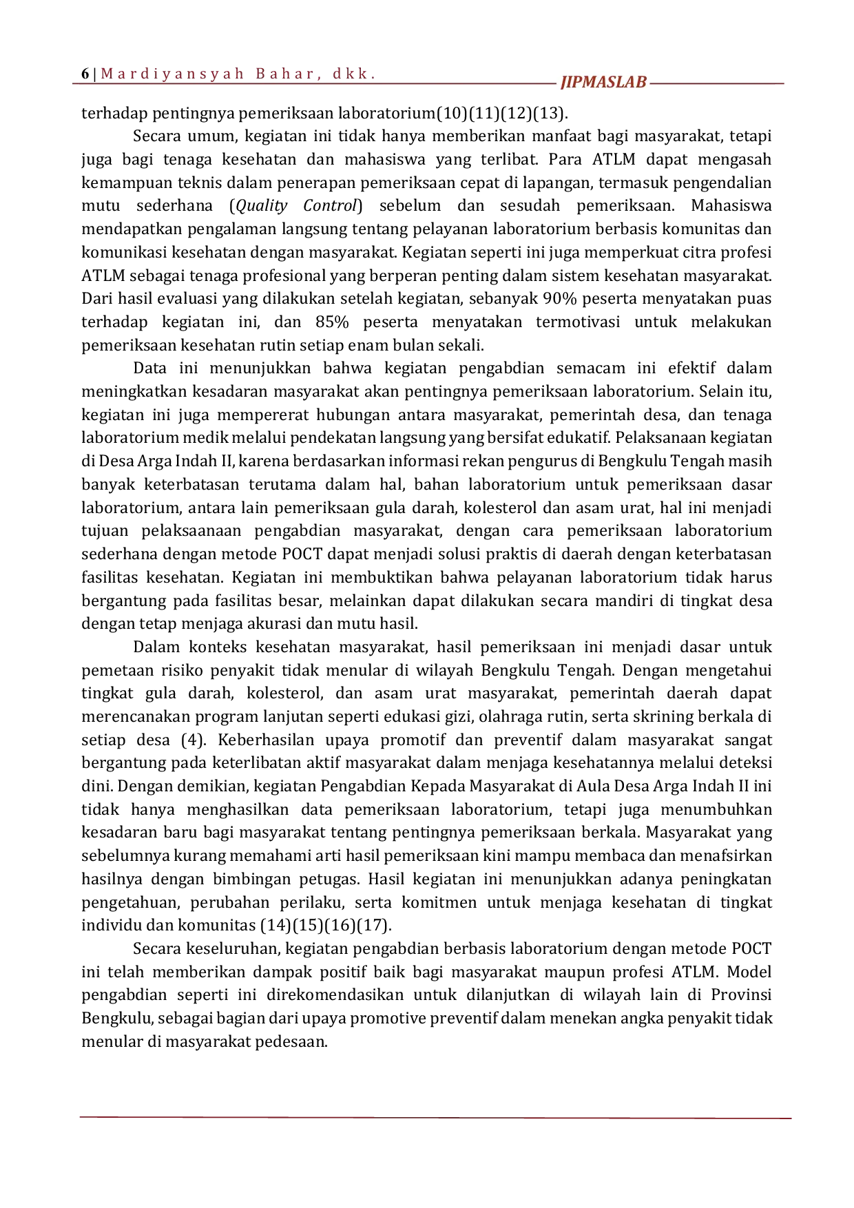 JURIS ATLM Unggul Dalam Tuntaskan Kesehatan Berbasis Laboratorium Di Desa Arga Indah II Kabupaten Bengkulu Tengah