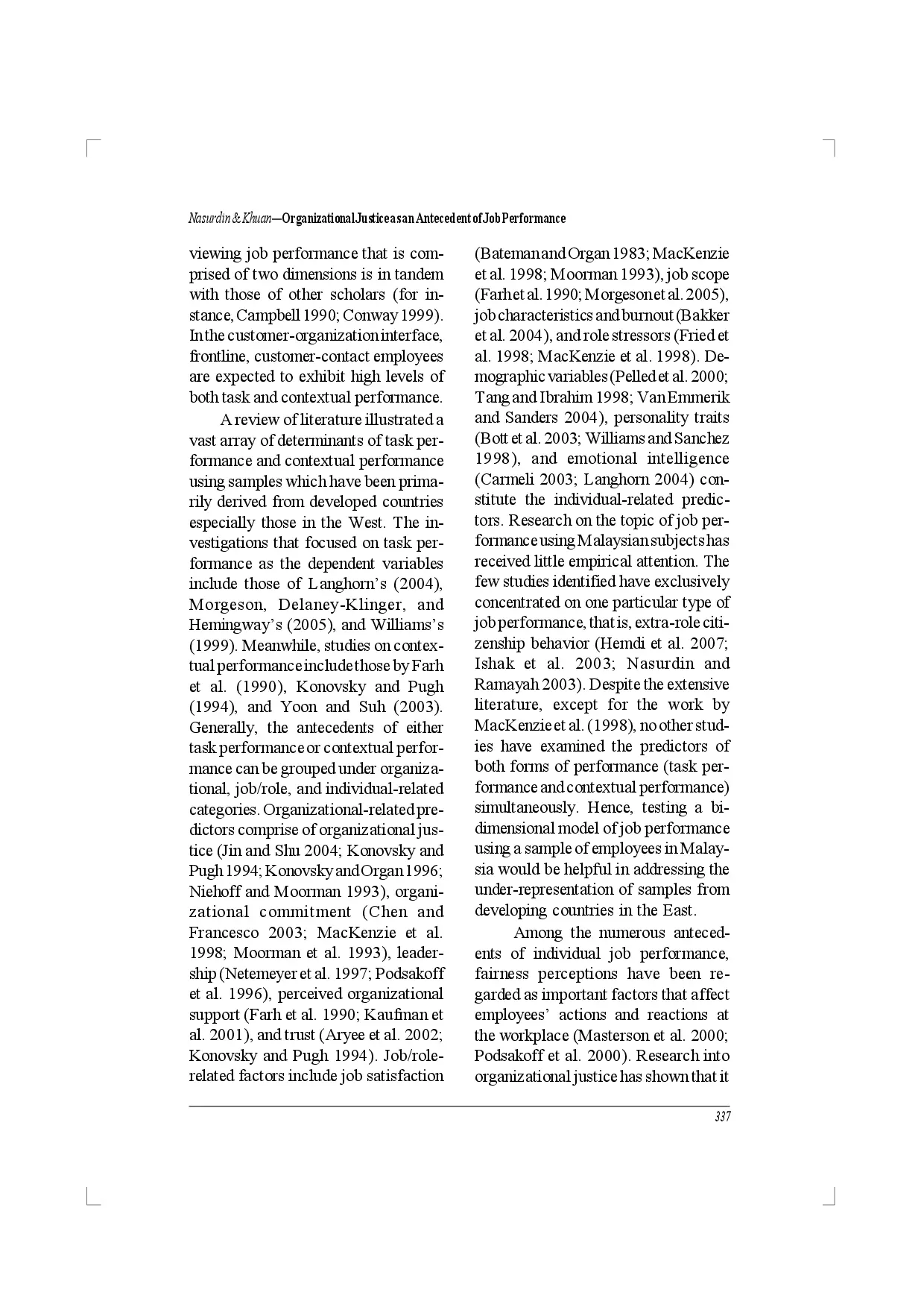 juris Organizational Justice as an Antecedent of Job Performance