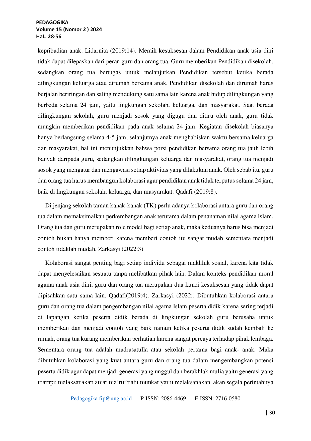 juris Kolaborasi Pola Asuh Orang Tua dan Guru Dalam Mendidik Anak Dengan Metode Agama