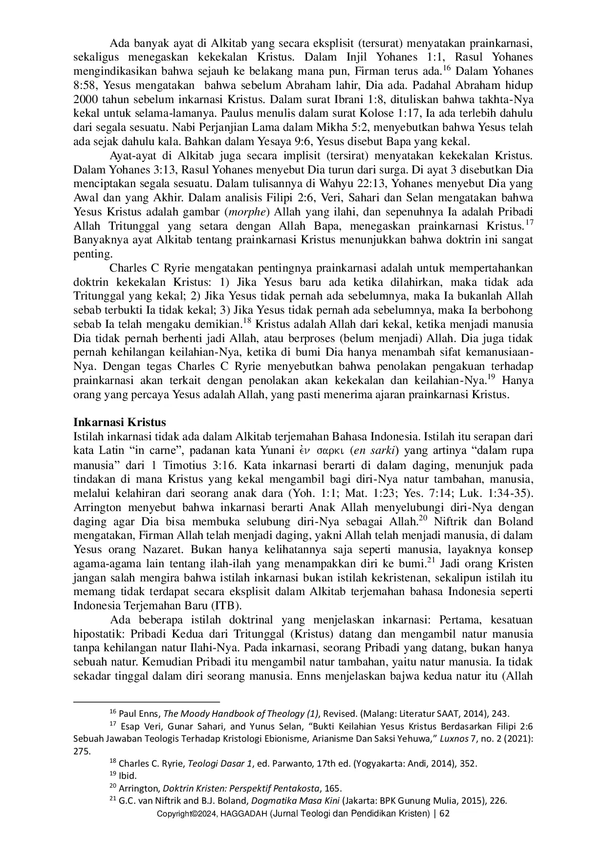 JURIS Keutamaan Kristus Prainkarnasi Inkarnasi Kemanusiaan Dan Keilahian Kristus