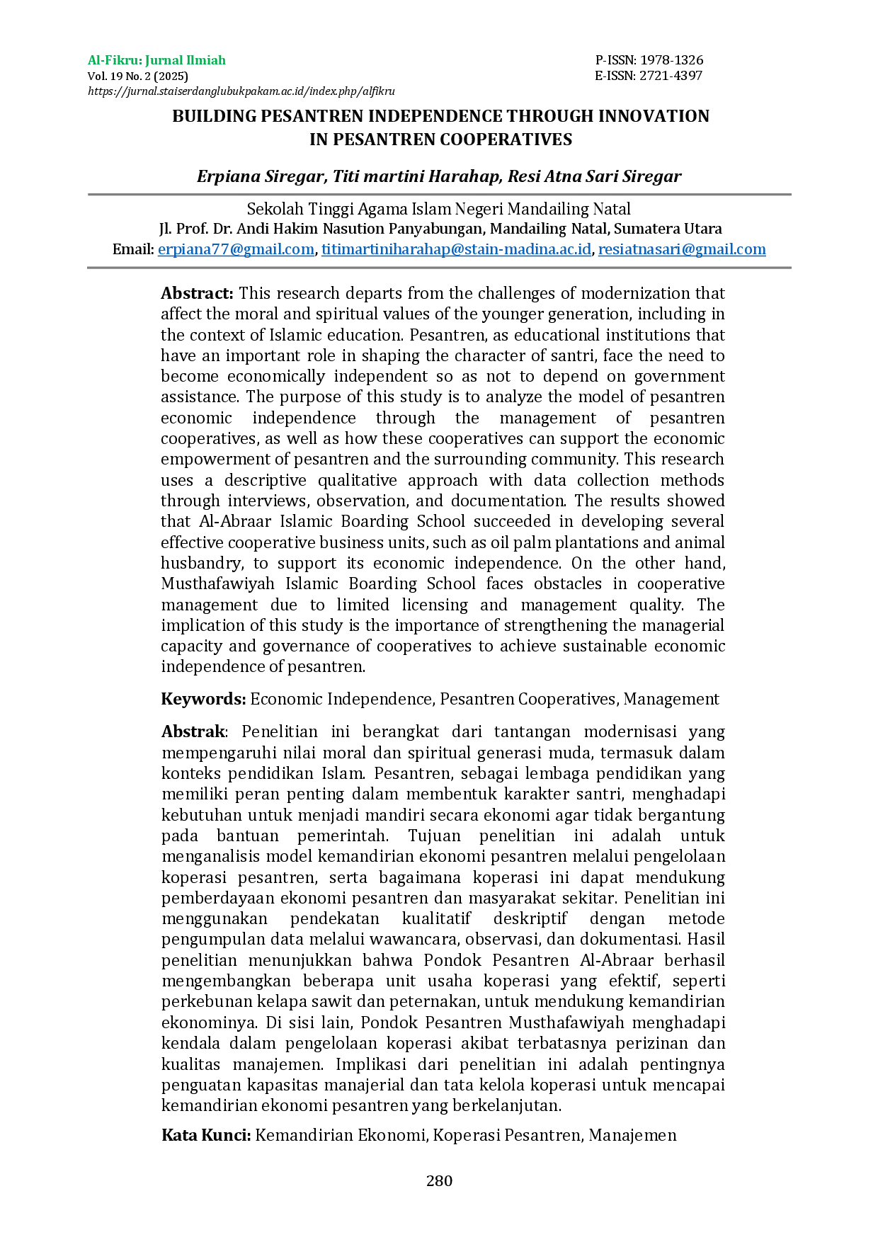 juris Building Pesantren Independence Through Innovation in Pesantren Cooperatives