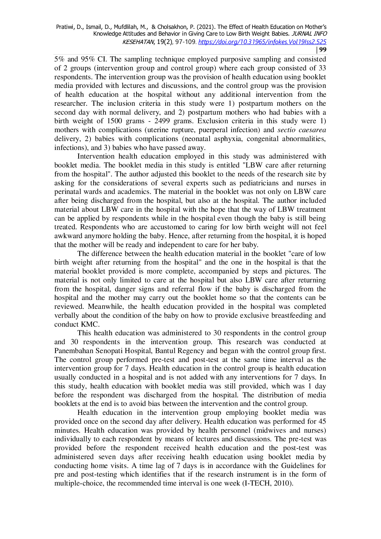 JURIS The Effect of Health Education on Mother s Knowledge Attitudes and Behavior in Giving Care to Low Birth Weight Babies