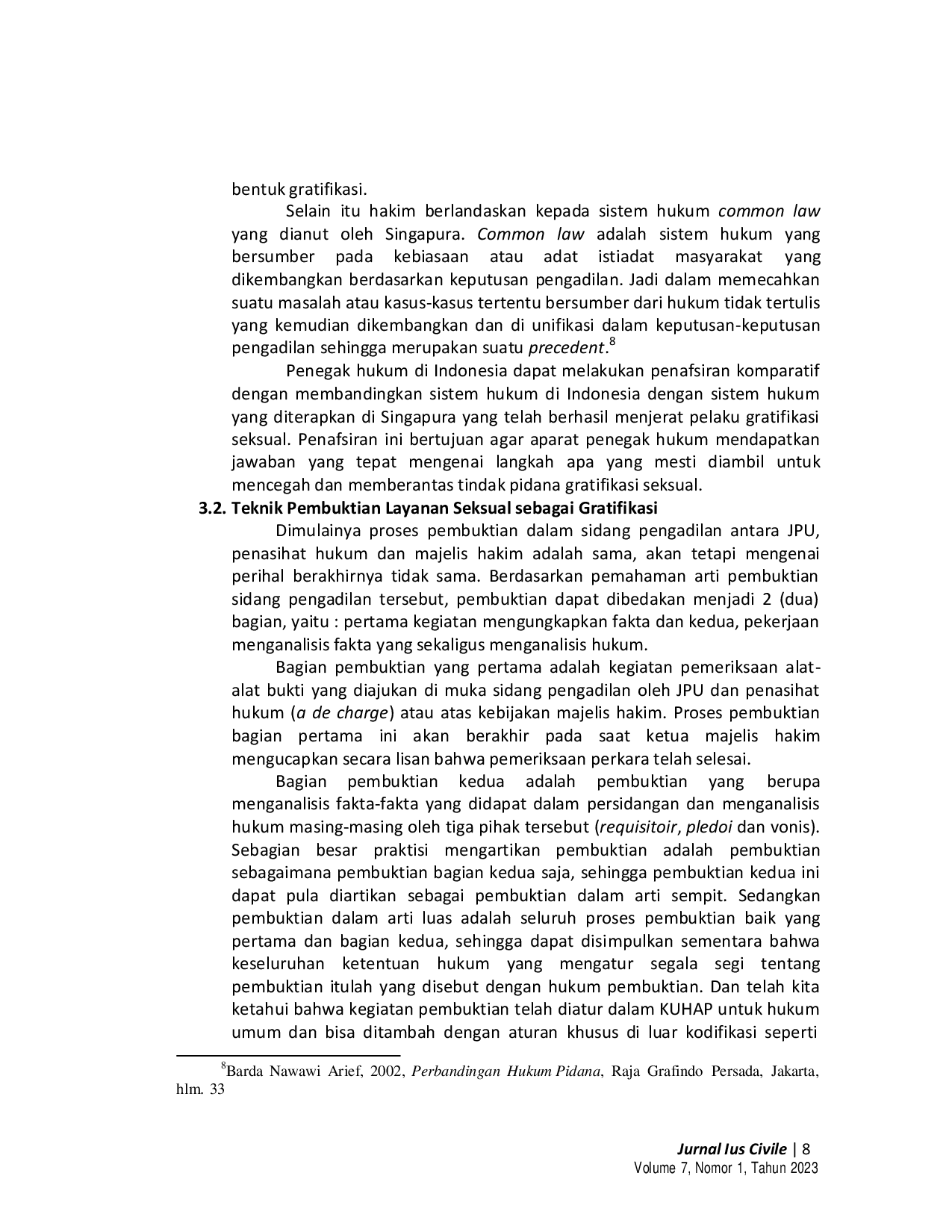 JURIS Teknik Pembuktian Gratifikasi Seks dalam Tindak Pidana Korupsi