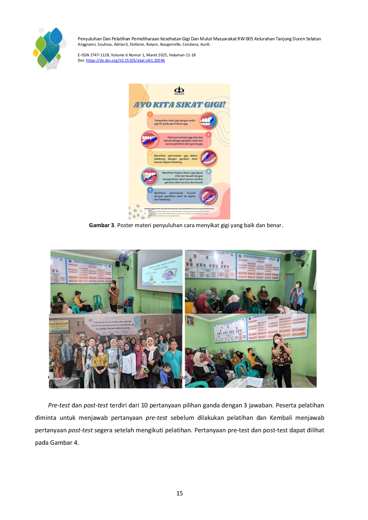 JURIS Penyuluhan dan Pelatihan Pemeliharaan Kesehatan Gigi dan Mulut Masyarakat RW 005 Kelurahan Tanjung Duren Selatan