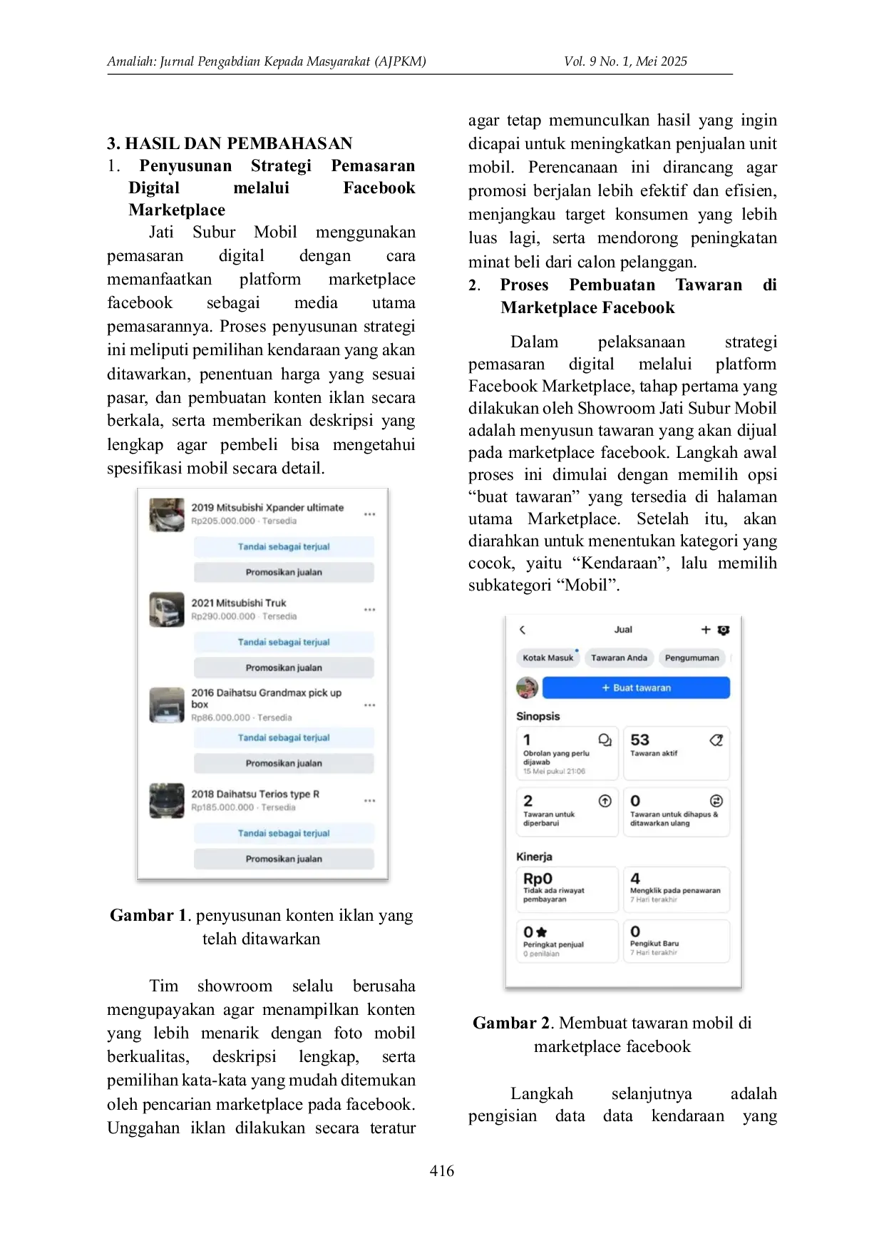 JURIS Strategi Pemasaran Digital Melalui Marketplace Facebook Pada Jati Subur Mobil