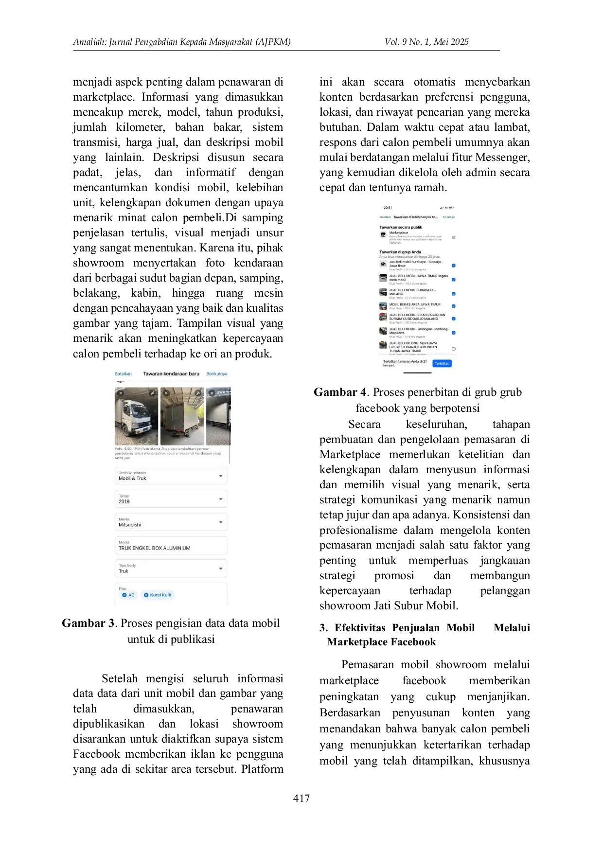JURIS Strategi Pemasaran Digital Melalui Marketplace Facebook Pada Jati Subur Mobil