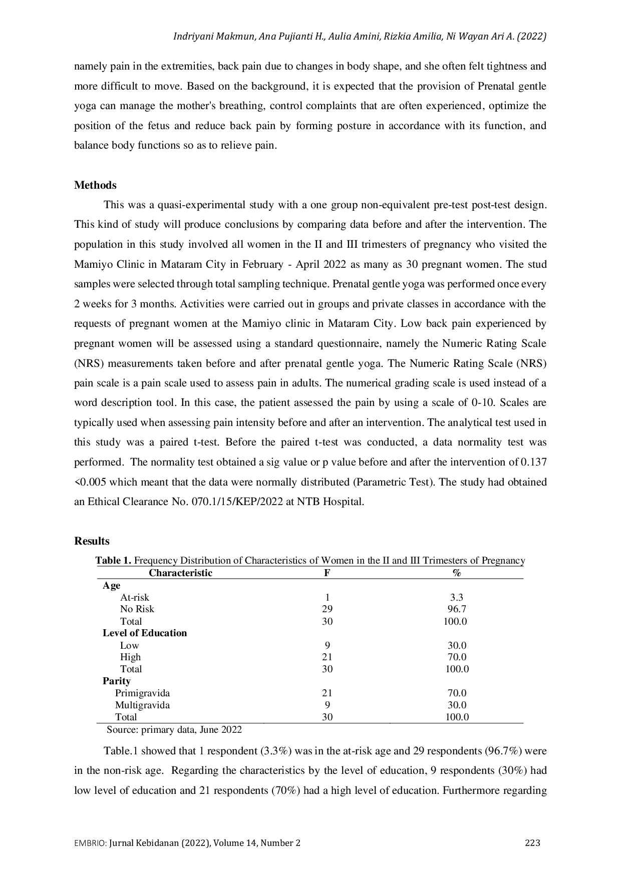 JURIS Implications of Prenatal Gentle Yoga on Low Back Pain Among Women in the Second and Third Trimesters of Pregnancy