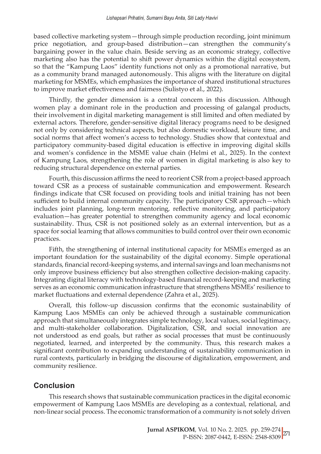 JURIS Sustainable communication for MSMEs in Kampung Laos Study on the digital economic empowerment of villages
