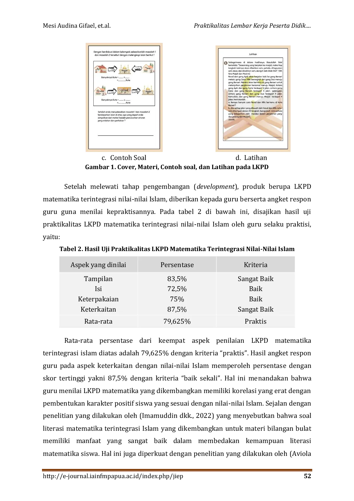 JURIS Praktikalitas Lembar Kerja Peserta Didik LKPD Terintegrasi Islam Dalam Mengembangkan Karakter Positif Siswa Madrasah