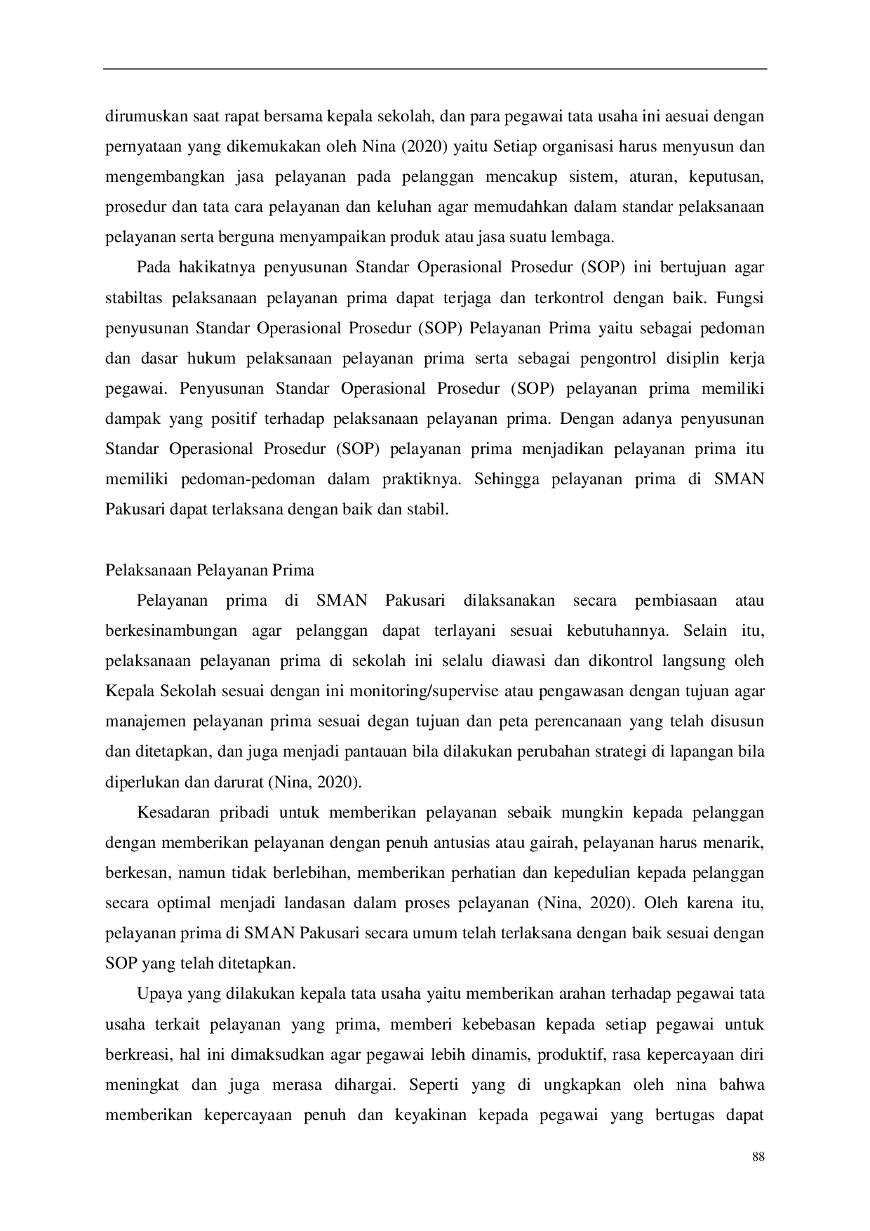 JURIS Implementasi Manajemen Pelayanan Prima Di Sekolah Menengah Atas Negeri SMAN Pakusari