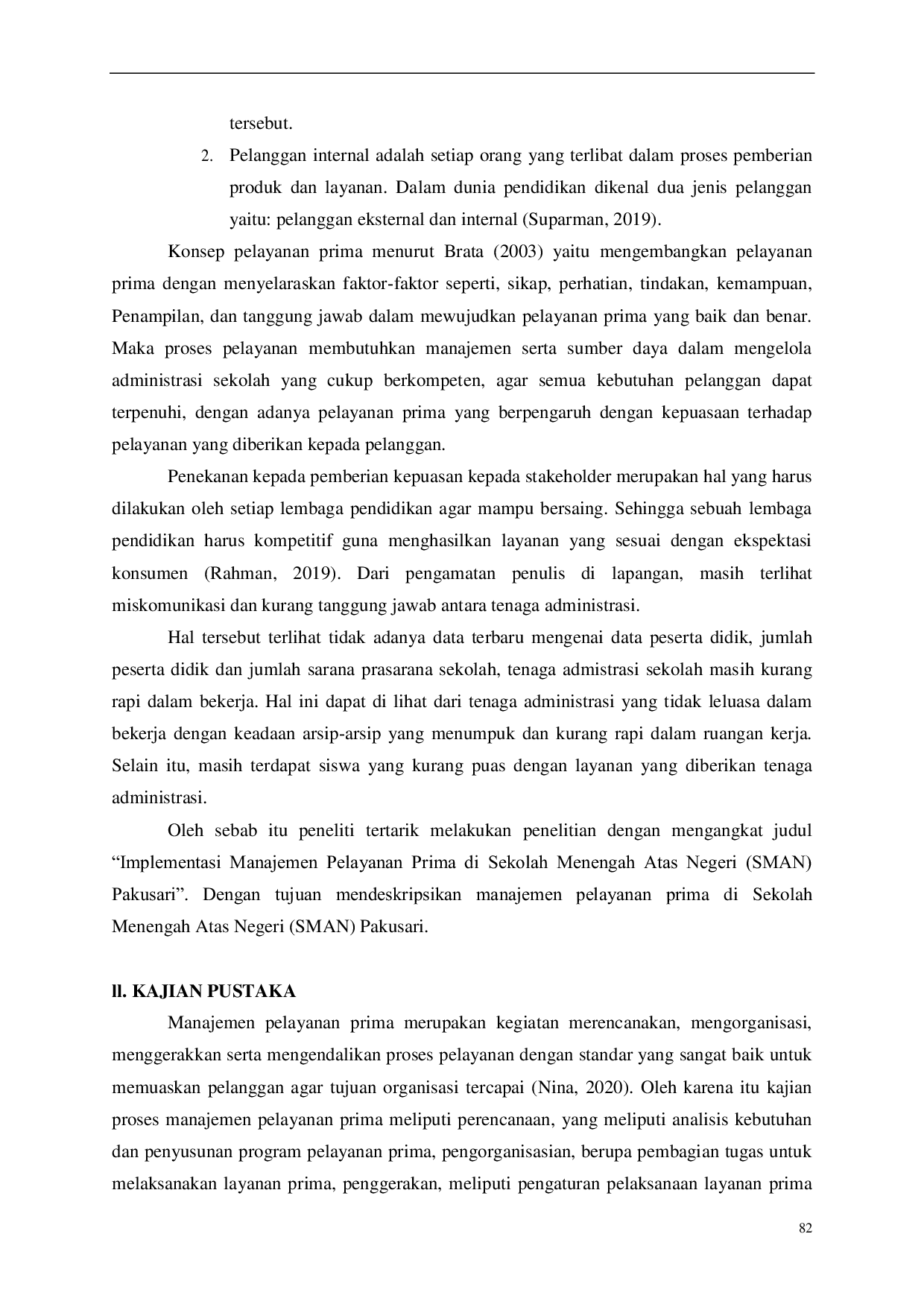 JURIS Implementasi Manajemen Pelayanan Prima Di Sekolah Menengah Atas Negeri SMAN Pakusari