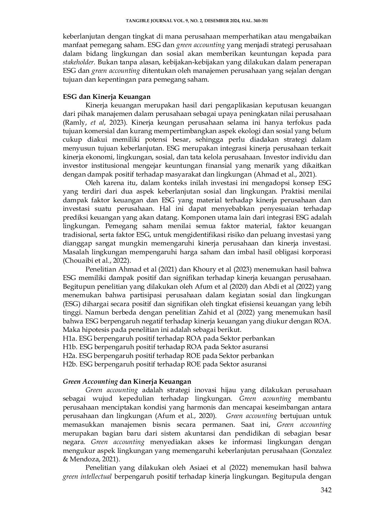 JURIS Studi Perbandingan Kinerja Keuangan Perbankan dan Asuransi dalam Konteks Penerapan ESG dan Green Accounting