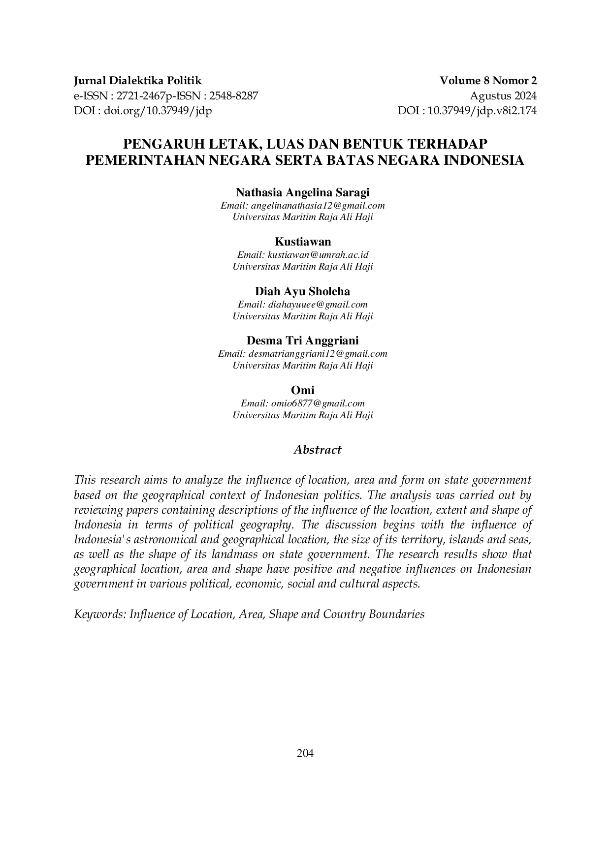 JURIS Pengaruh Letak Luas Dan Bentuk Terhadap Pemerintahan Negara Serta Batas Negara Indonesia