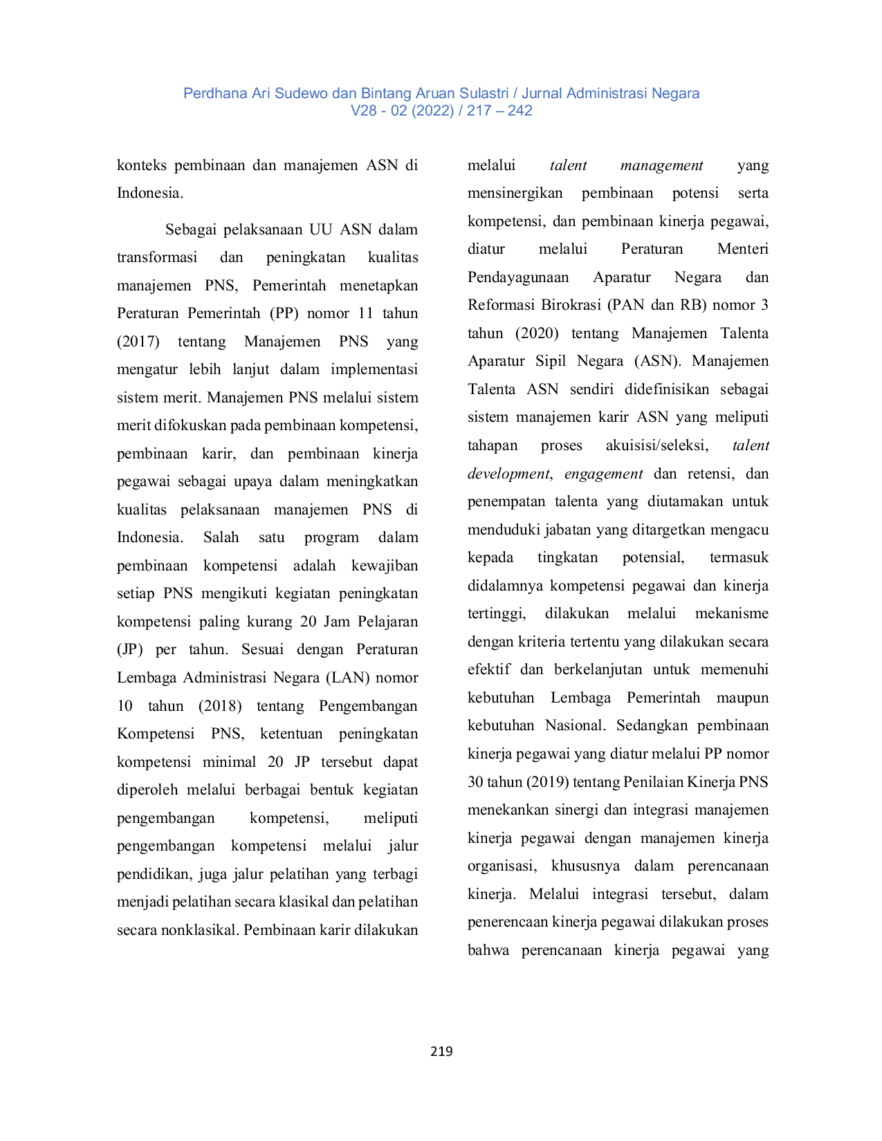 JURIS Pengaruh Capaian Jam Pembelajaran Pengembangan Kompetensi dan Kinerja Pegawai Terhadap Kinerja Organisasi Pada Salah Satu Instansi Pemerintah di Indonesia