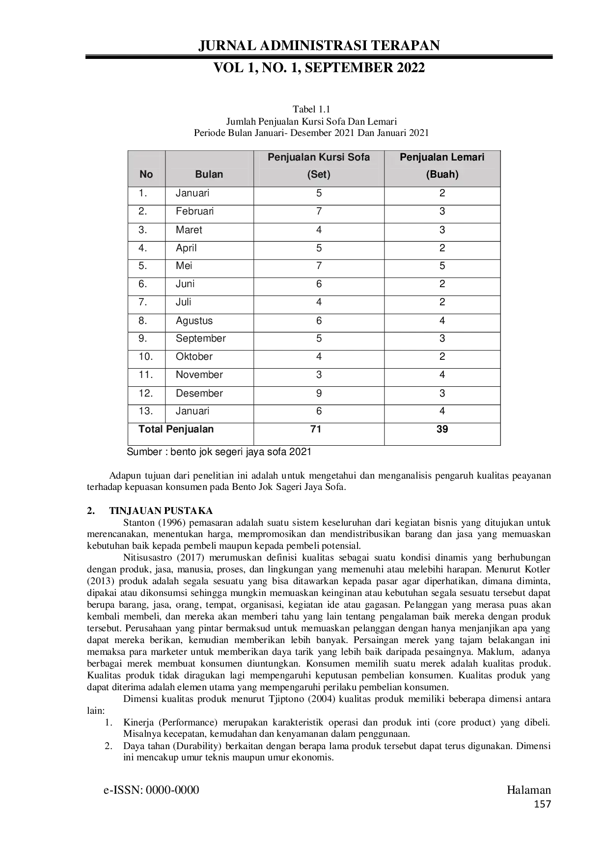 JURIS Analisis Pengaruh Kualitas Produk Terhadap Kepuasan Konsumen Pada Bento Jok Sageri Jaya Sofa Di Nania Kecamatan Baguala Ambon