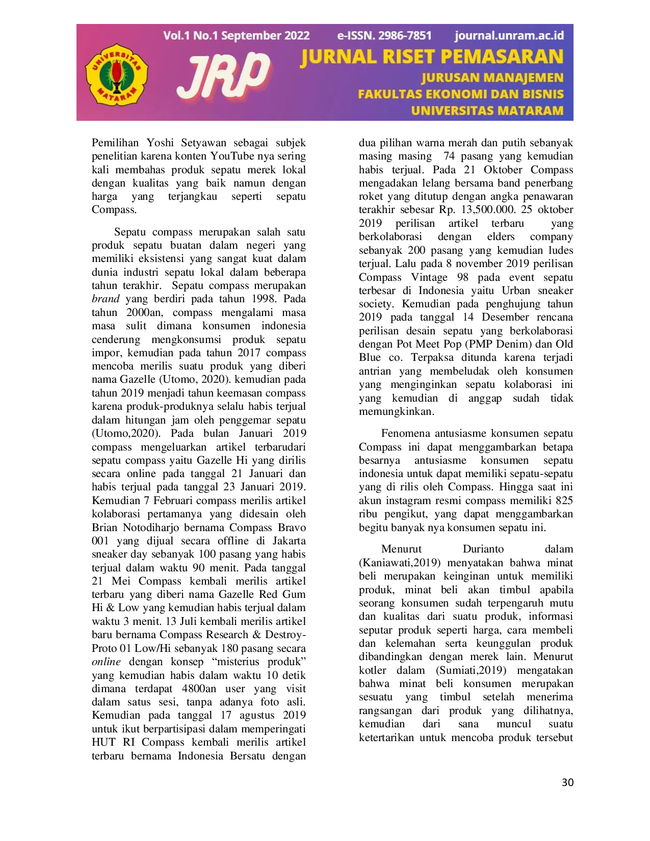 JURIS Pengaruh Celebrity Endorser dan Etnosentrisme Konsumen Terhadap Minat Beli Sepatu Lokal Compass Pada Mahasiswa S1 di Indonesia