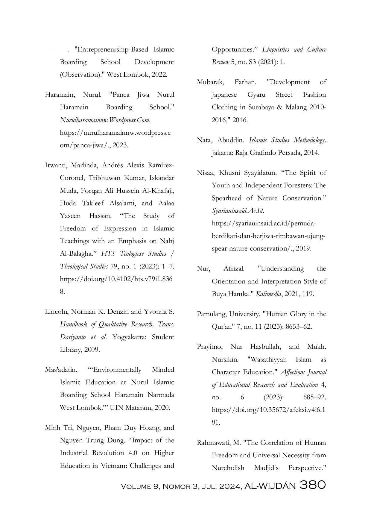JURIS Entrepreneurship Based Islamic Boarding School Development A Study Of Tuan Guru Hasanain Juaini s Thoughts On Education