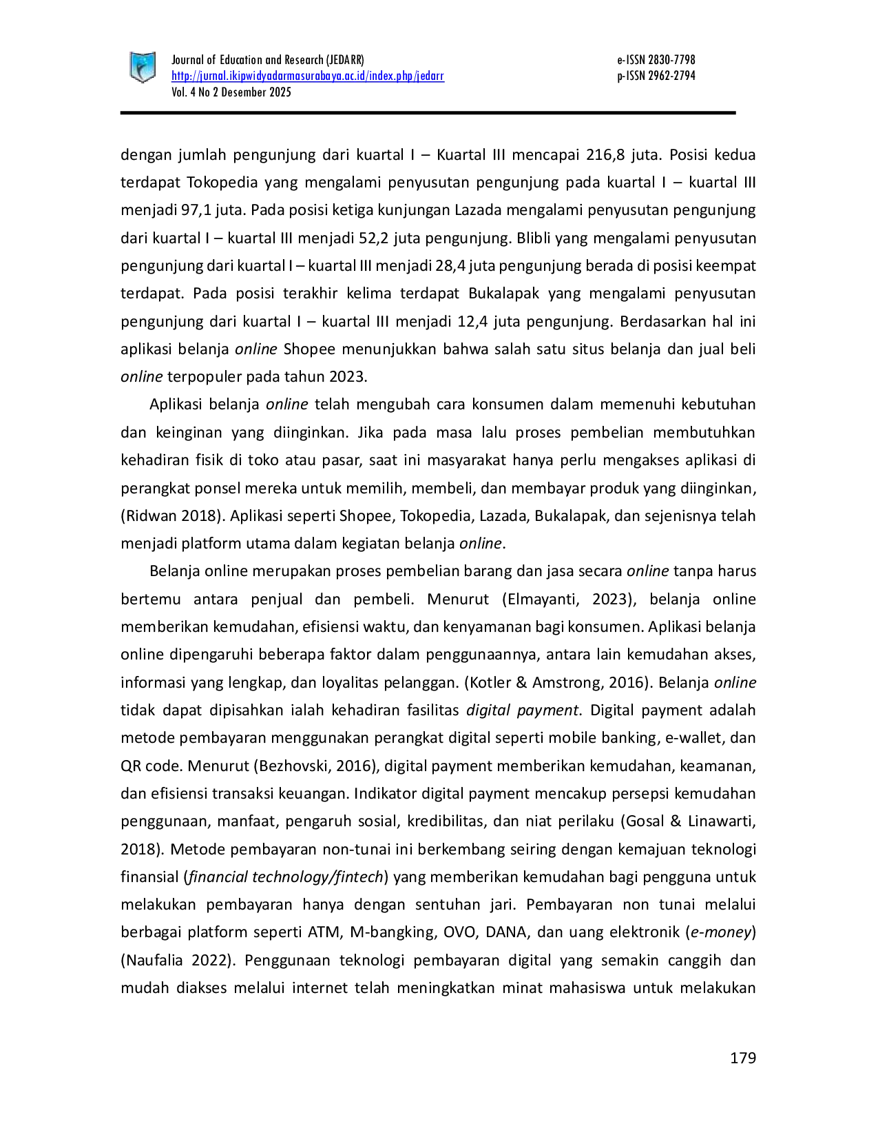 JURIS Pengaruh Aplikasi Belanja Online Dan Digital Payment Terhadap Perilaku Konsumtif Mahasiswa Ikip Widya Darma Surabaya