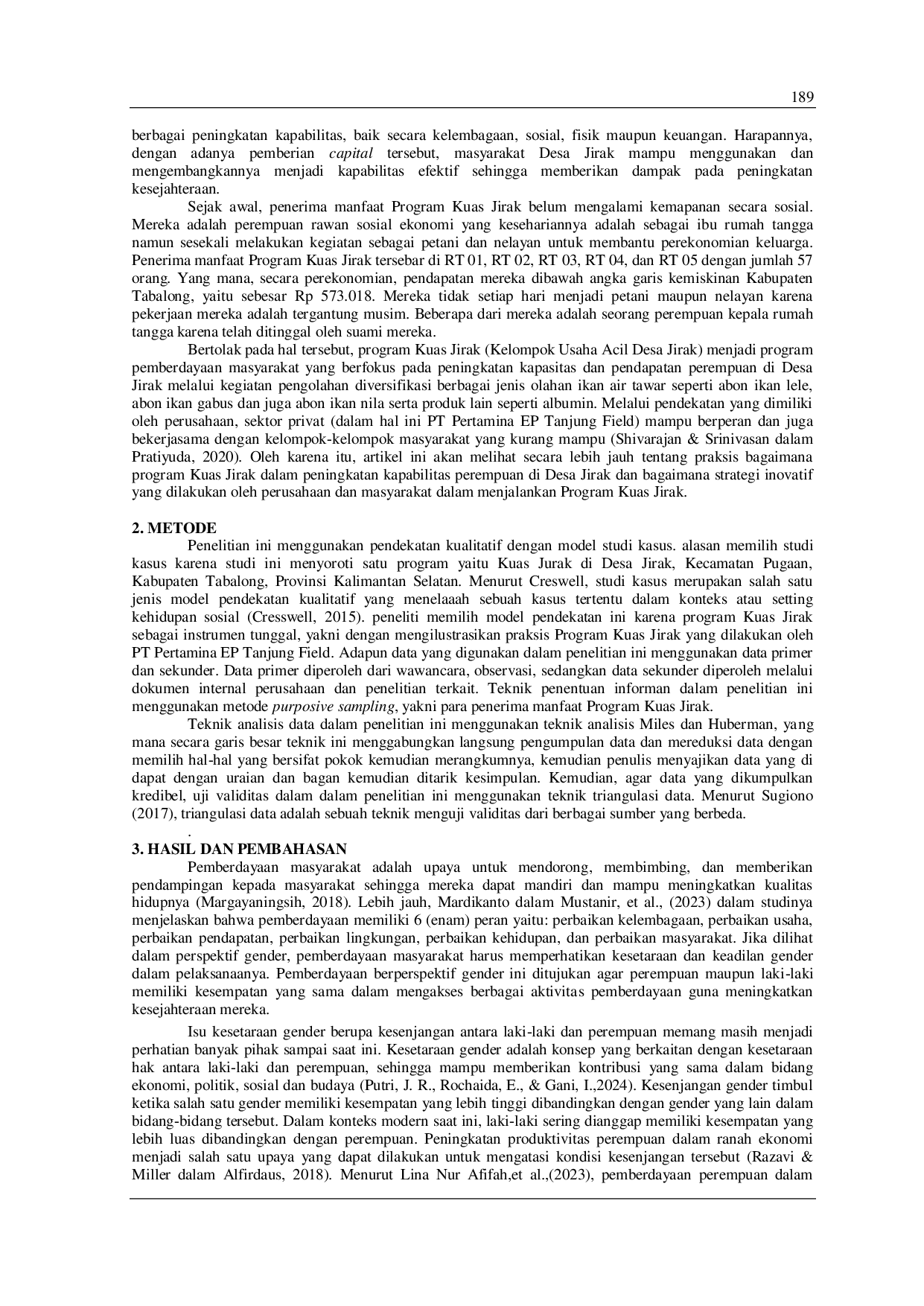 JURIS Strategi Inovatif Pemberdayaan Masyarakat Berperspektif Gender Dalam Program CSR Kuas Jirak