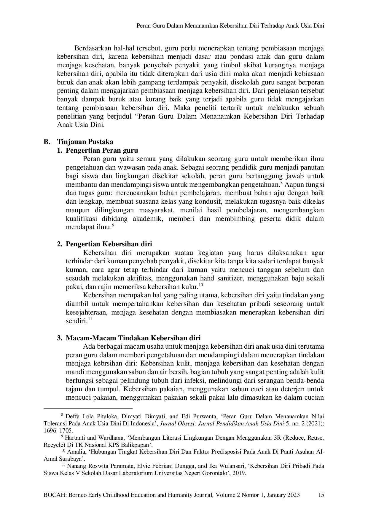 JURIS Peran Guru Dalam Menanamkan Kebersihan Diri Pada Anak Usia Dini