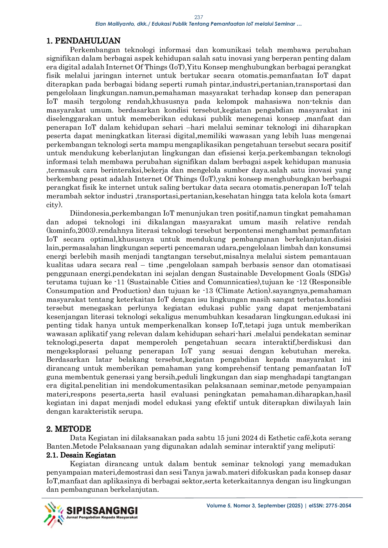 JURIS Edukasi Publik Tentang Pemanfaatan IoT Melalui Seminar Teknologi Menuju Generasi Bersih dan Siap Digital