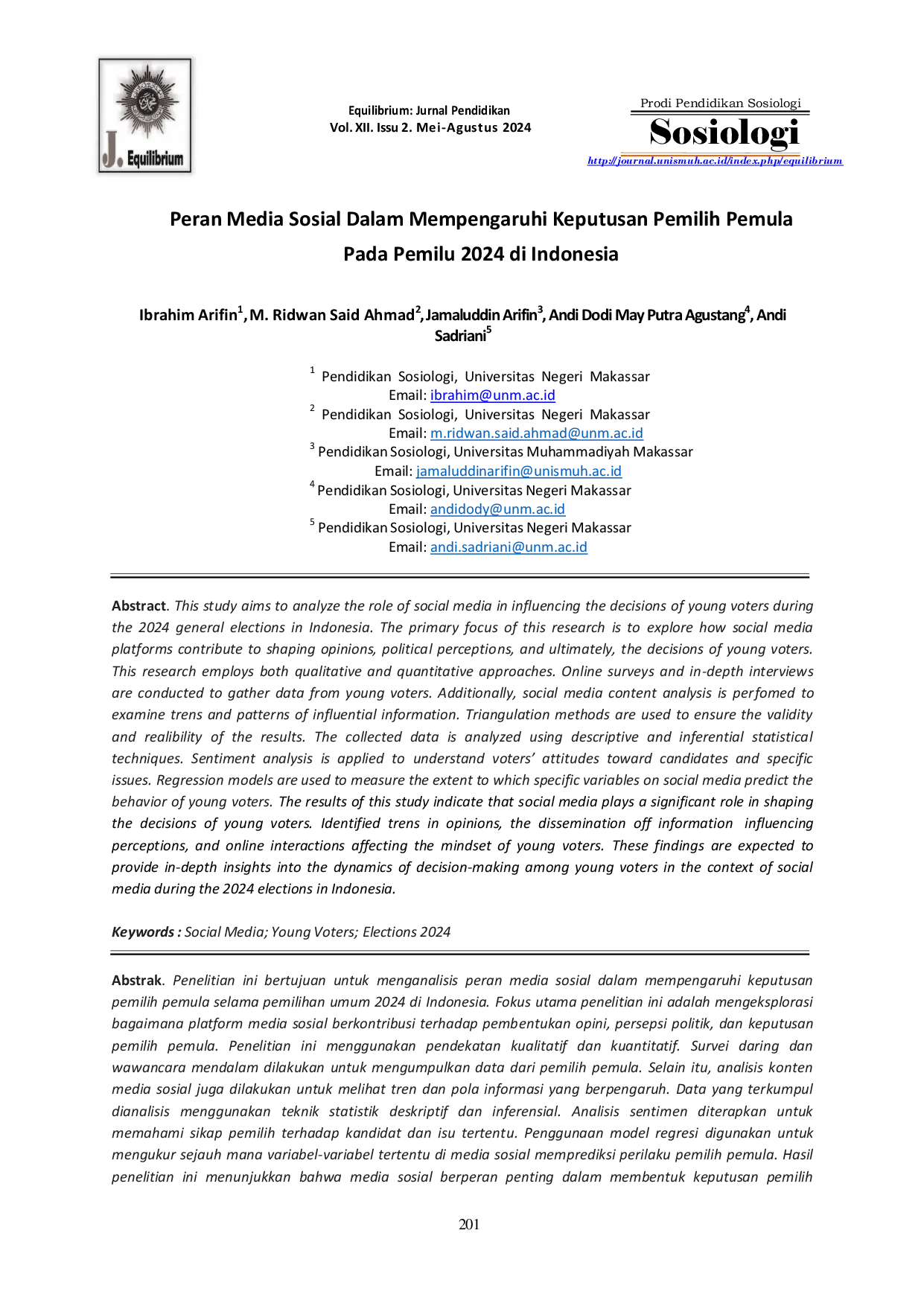 JURIS Peran Media Sosial Dalam Mempengaruhi Keputusan Pemilih Pemula Pada Pemilu 2024 di Indonesia