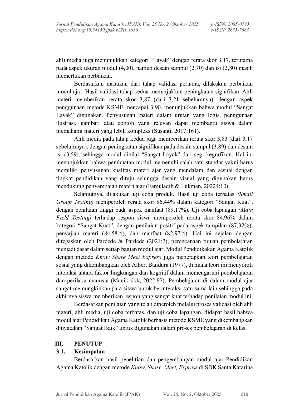 JURIS Pendidikan Agama Katolik Berbasis Modul Ajar Dengan Menggunakan Metode Know Share Meet Express