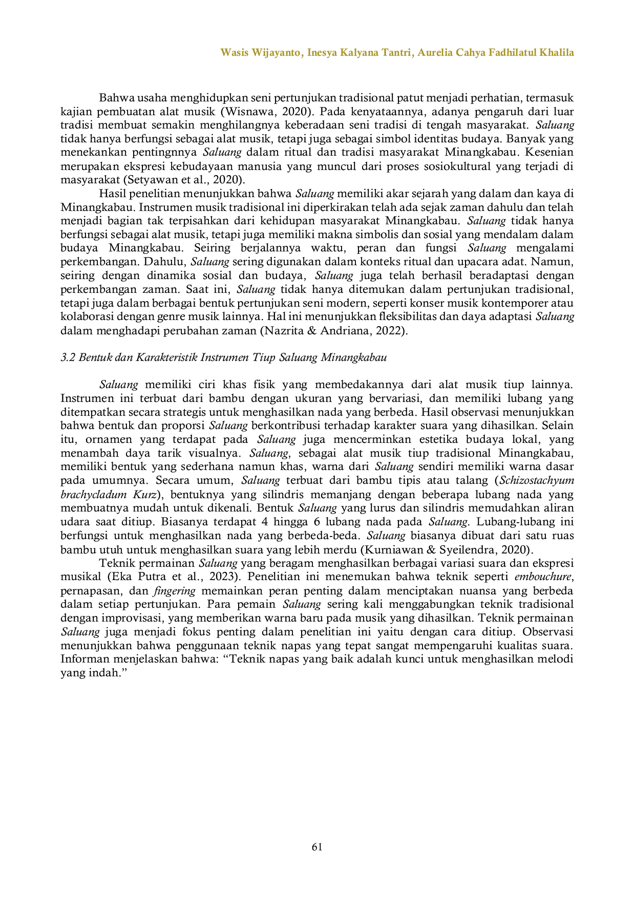 JURIS Saluang Mengalun Estetika Berbicara dalam Perspektif Pendidikan Seni