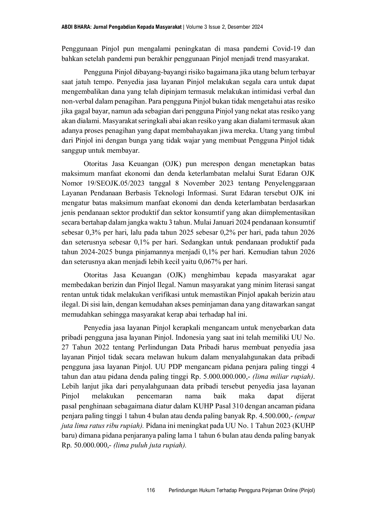 JURIS Perlindungan Hukum Terhadap Pengguna Pinjaman Online Pinjol