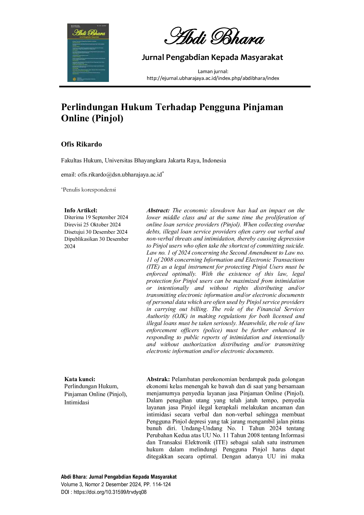 JURIS Perlindungan Hukum Terhadap Pengguna Pinjaman Online Pinjol