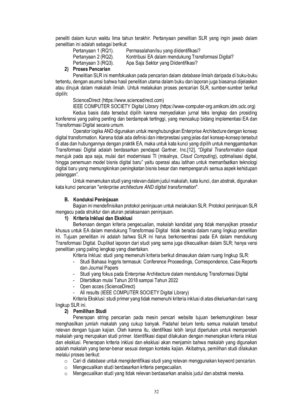JURIS Arsitektur Perusahaan Untuk Mendukung Transformasi Digital Systematic Literature Review