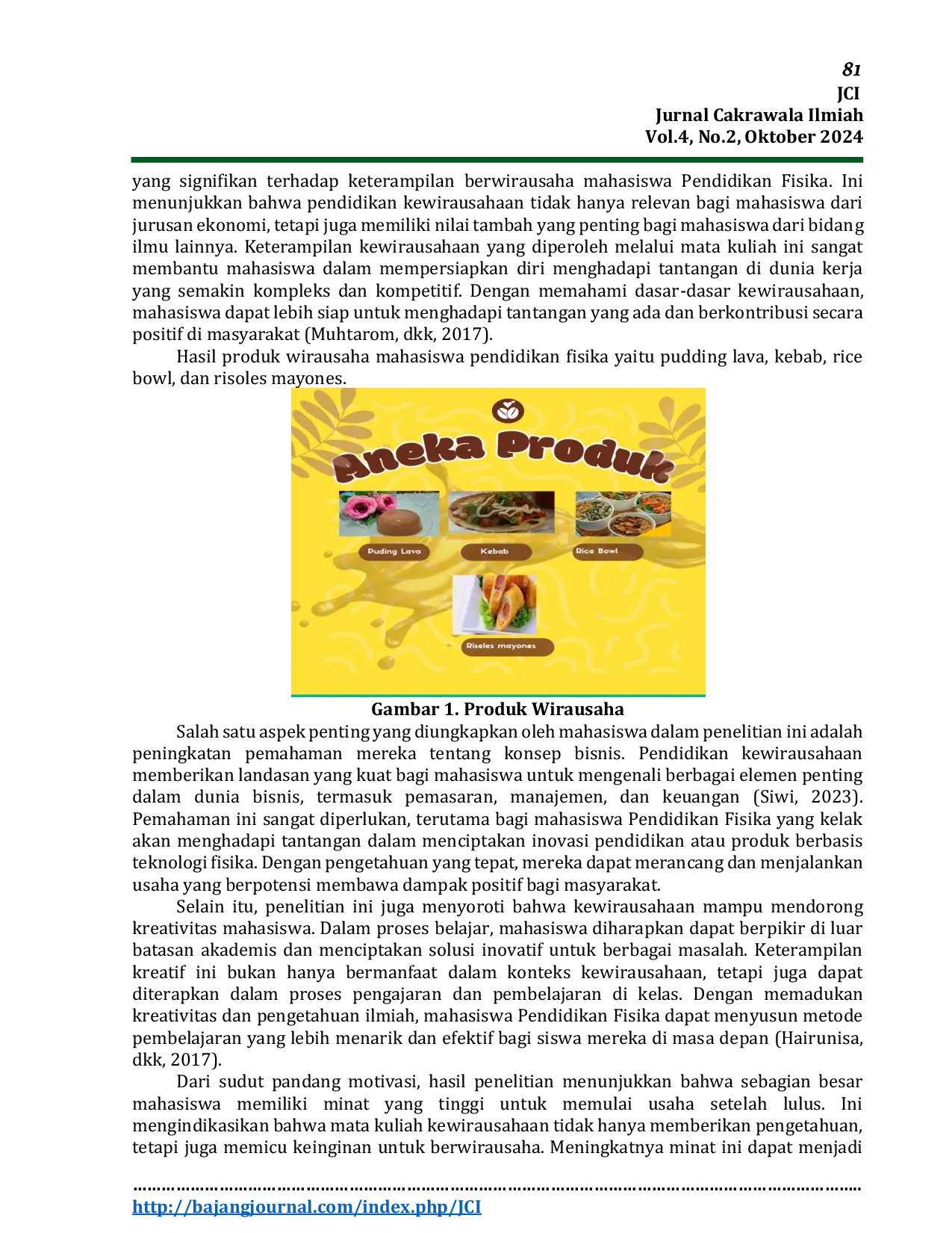 JURIS Pengaruh Mata Kuliah Kewirausahaan Dalam Meningkatkan Keterampilan Berwirausaha Mahasiswa Pendidikan Fisika