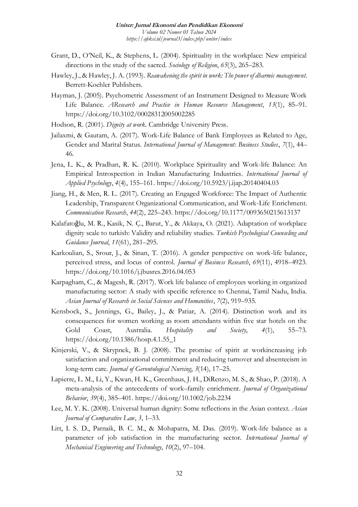 JURIS Workplace Spirituality Dignity and Work Life Balance in Semiconductor Company