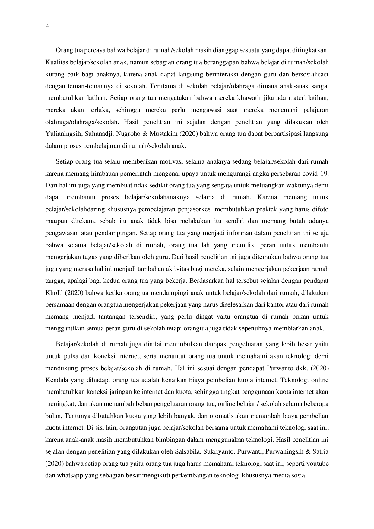 JURIS Peran Orangtua Siswa Kelas VI Terhadap Pembelajaran Daring Penjasorkes Di SD Negeri Di Pulosari Pemalang