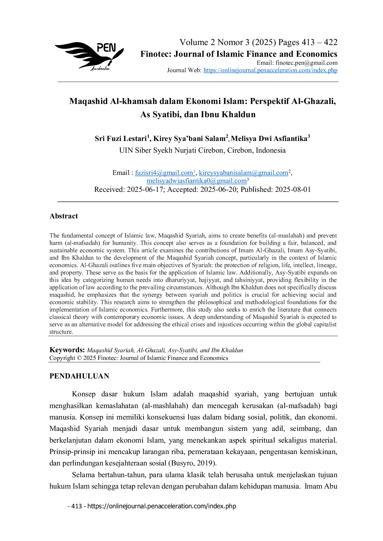 JURIS Maqashid Al khamsah dalam Ekonomi Islam Perspektif Al Ghazali As Syatibi dan Ibnu Khaldun