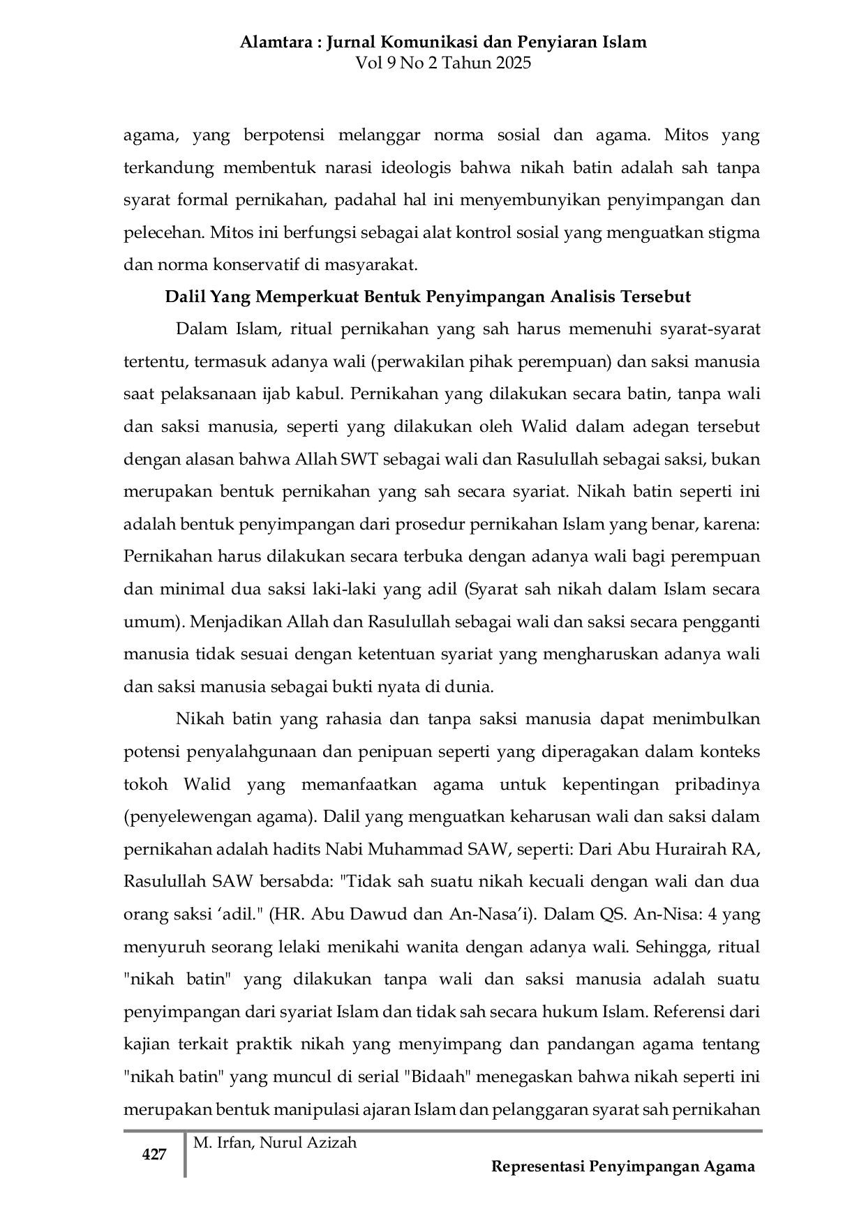 JURIS Representasi Penyimpangan Agama dalam Web Series Bidaah