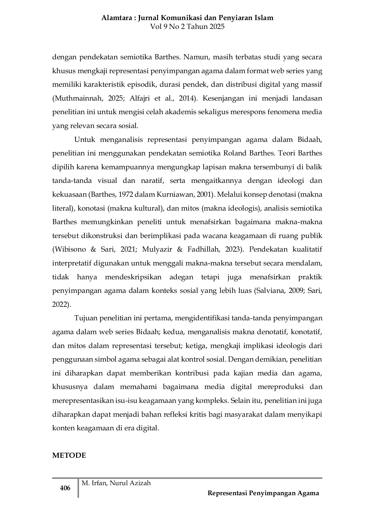 JURIS Representasi Penyimpangan Agama dalam Web Series Bidaah