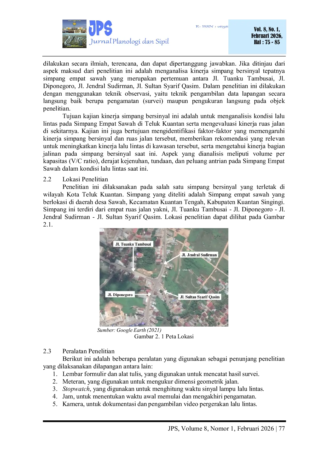 JURIS Analisa Kinerja Simpang Bersinyal Simpang Empat Sawah Teluk Kuantan