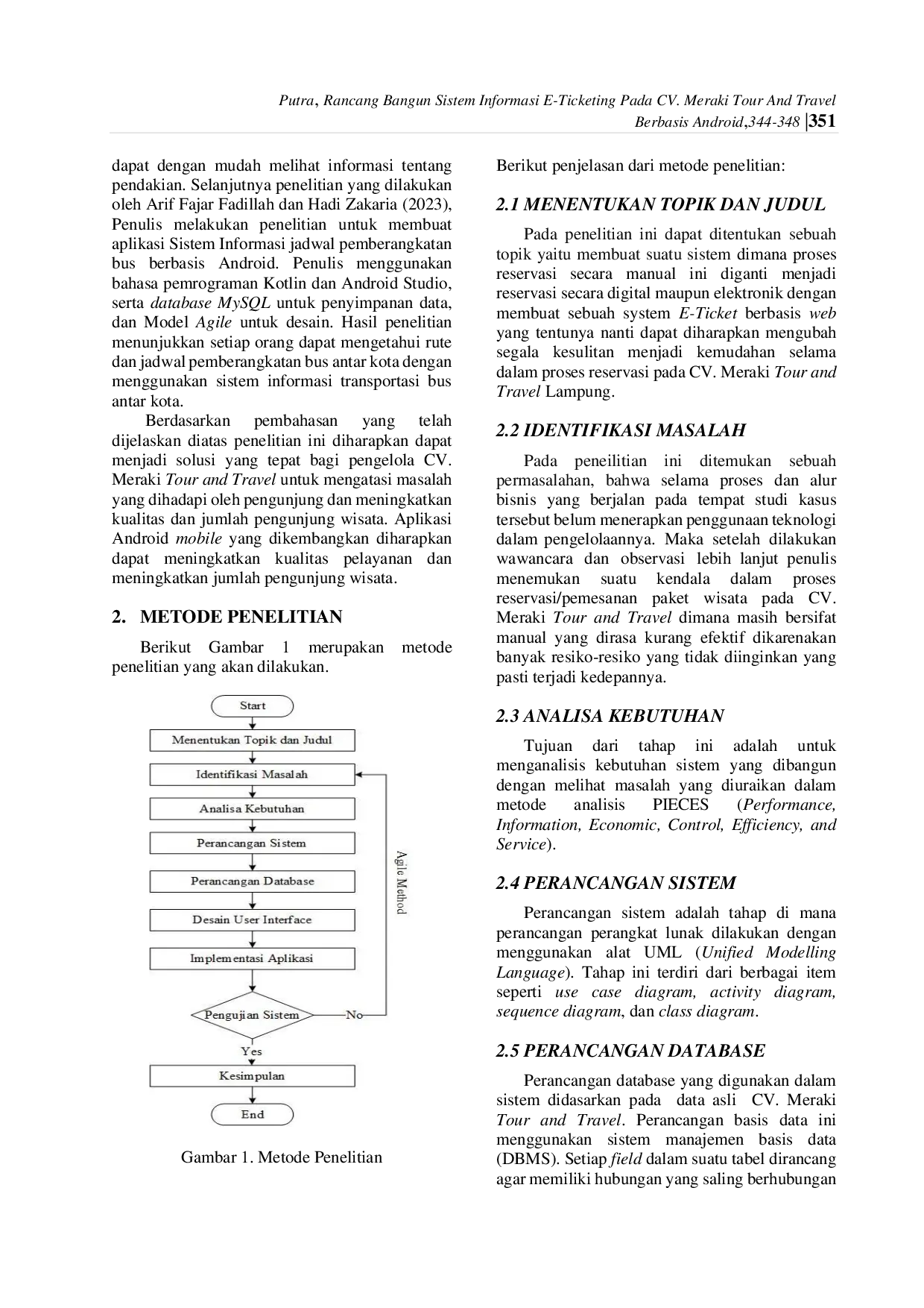 JURIS Rancang Bangun Sistem Informasi E Ticketing Pada CV Meraki Tour And Travel Berbasis Android