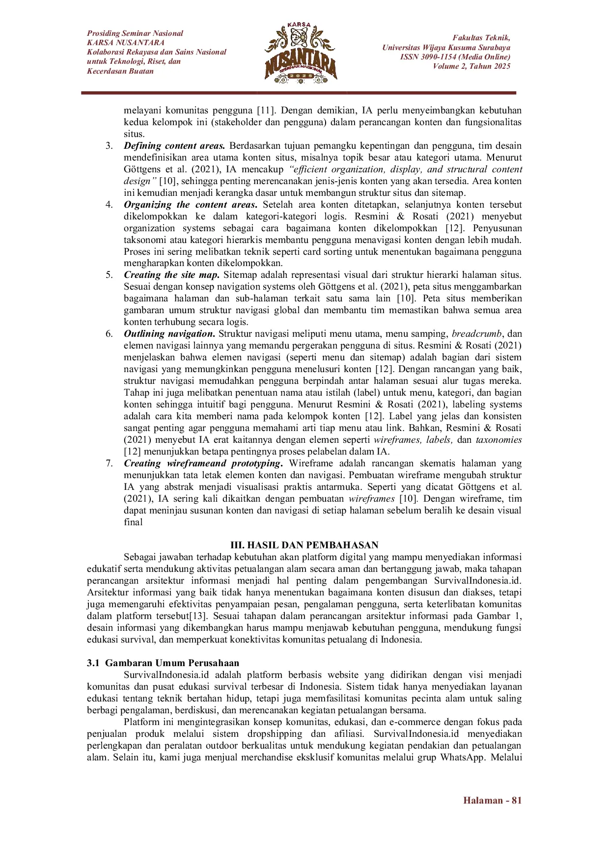 JURIS Perancangan Arsitektur Informasi Dalam Pengembangan Media Edukasi Komunitas Survival Berbasis Website