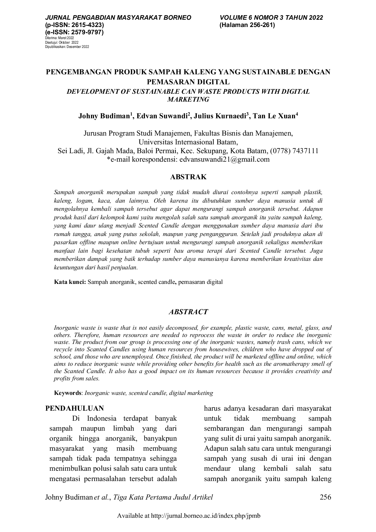 JURIS Pengembangan Produk Sampah Kaleng Yang Sustainable Dengan Pemasaran Digital