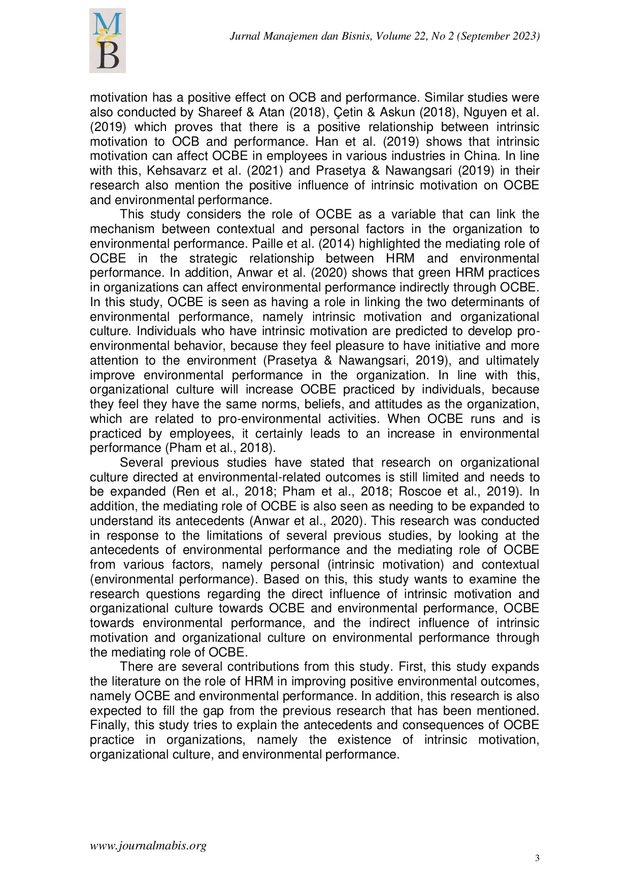 JURIS The Art of Going Green An Analysis of the Determinants of Organizational Citizenship Behavior Towards the Environment and Environmental Performance