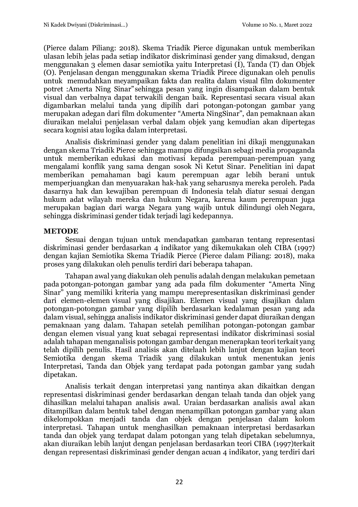 JURIS Diskriminasi Gender dalam Perspektif Dokumenter Potret Amerta Ning Sinar